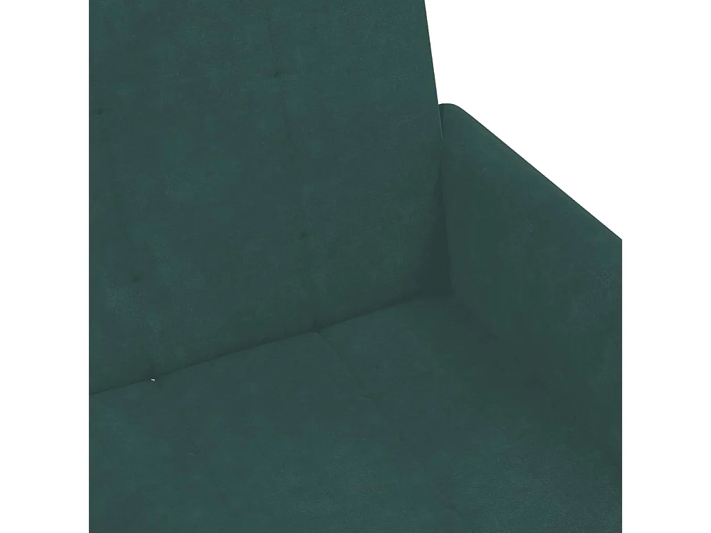 Divano Letto a 2 Posti con Poggiapiedi Verde Scuro in Velluto