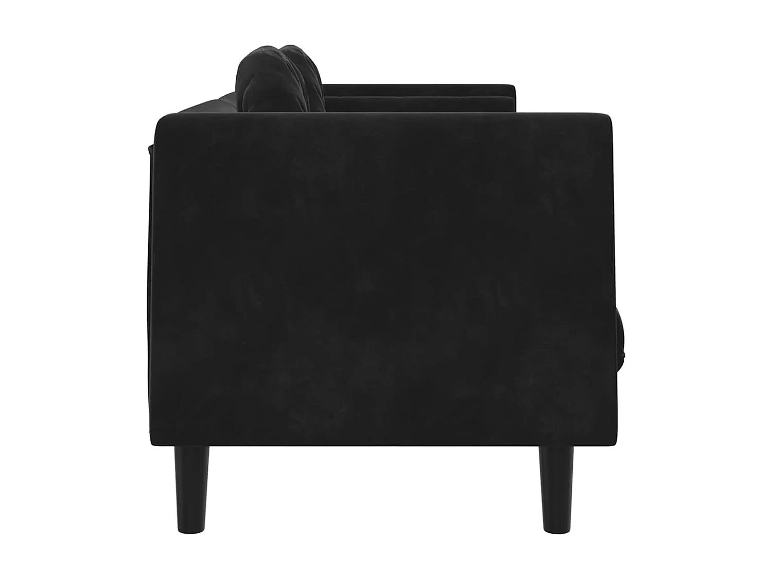 Sofa mit Kissen 3-Sitzer Schwarz Samt
