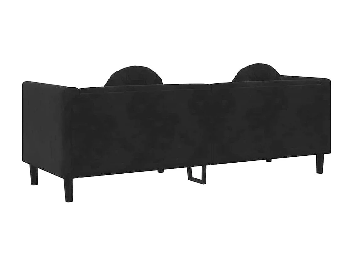 Sofa mit Kissen 3-Sitzer Schwarz Samt