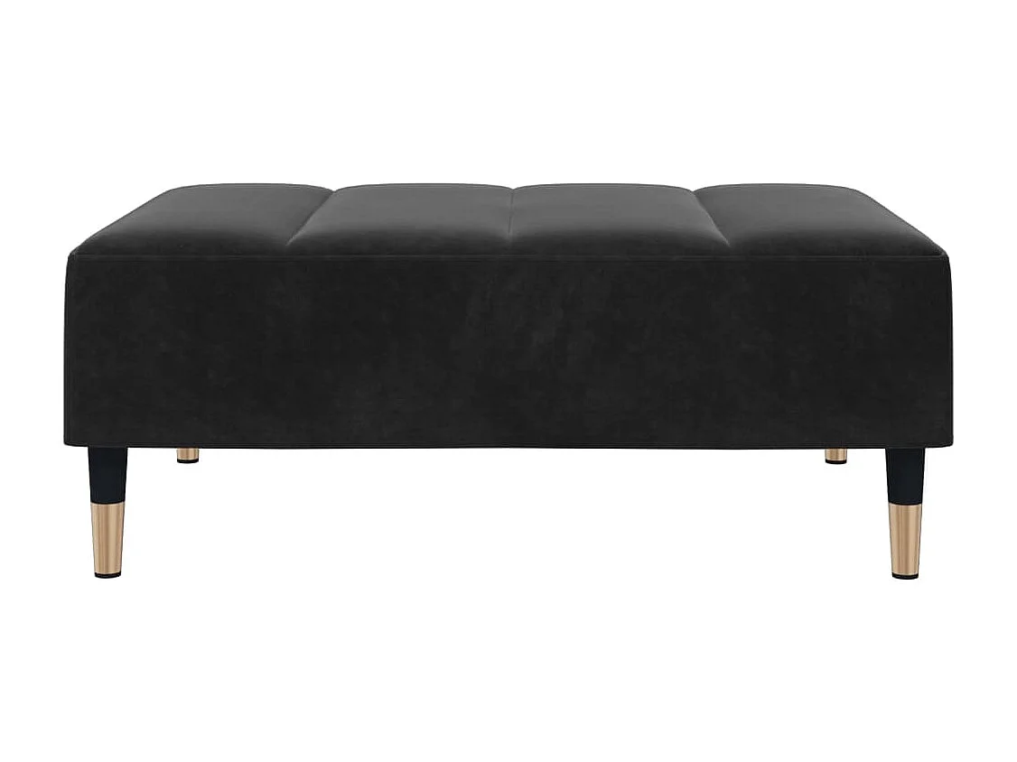 Slaapbank 2-zits met voetenbank fluweel zwart