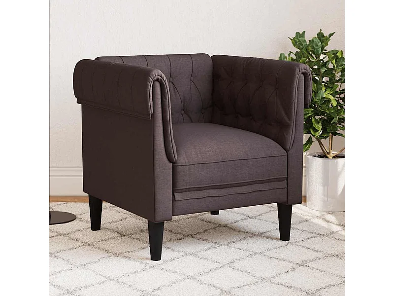 Fauteuil Chesterfield-stijl stof donkerbruin