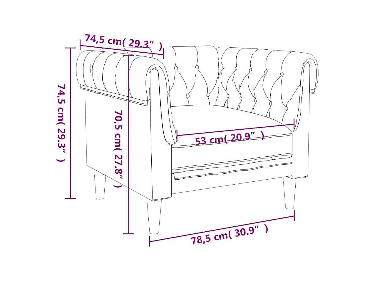 Fauteuil Chesterfield-stijl stof donkerbruin