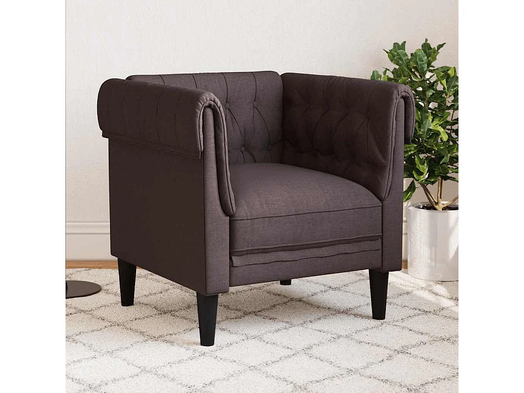 Fauteuil Chesterfield marron foncé tissu