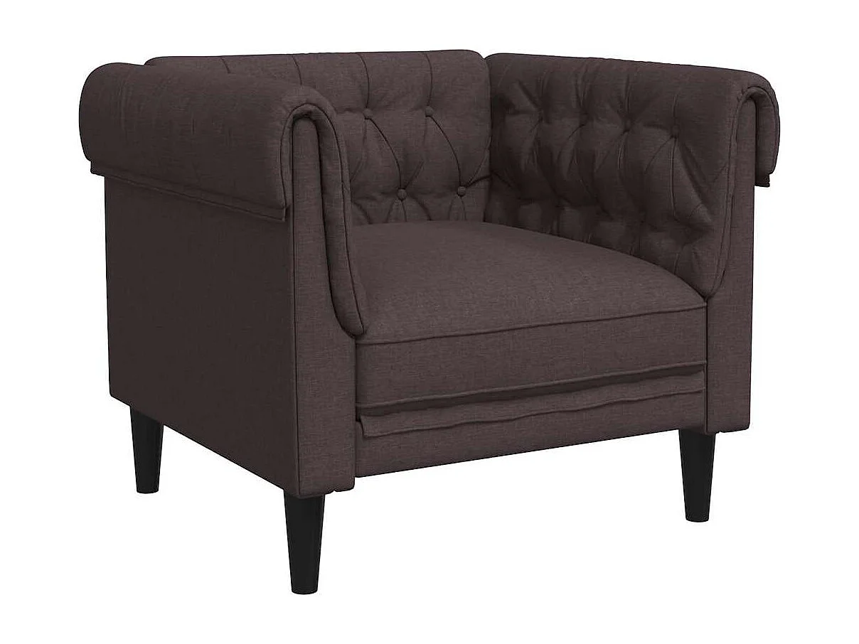 Fauteuil Chesterfield marron foncé tissu