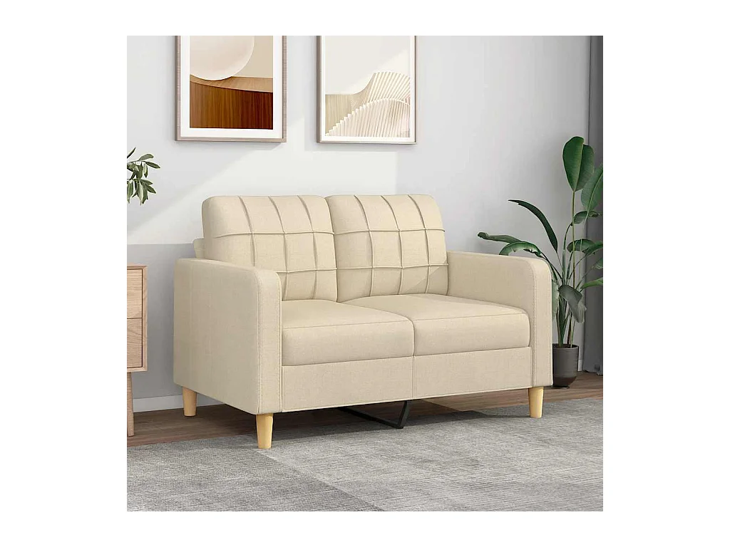 Canapé à 2 places Crème 120 cm Tissu