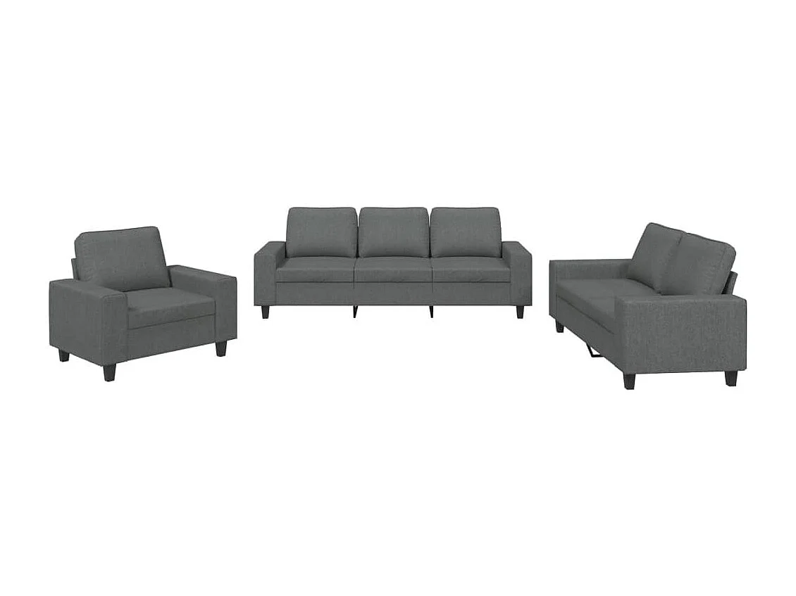 Set di Divani 3 pz Grigio Scuro in Tessuto