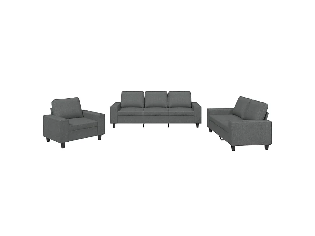 3-delige Loungeset stof donkergrijs