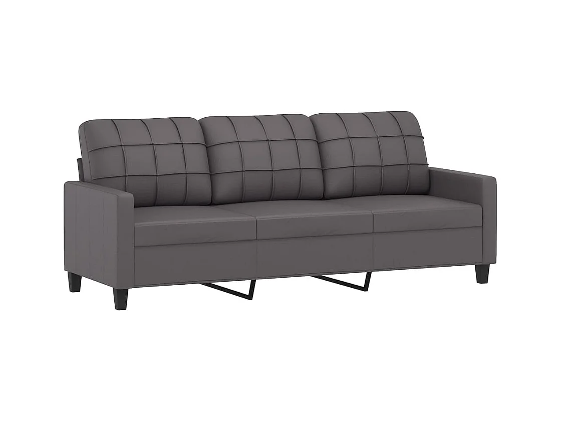 3-Sitzer-Sofa Grau 180 cm Kunstleder
