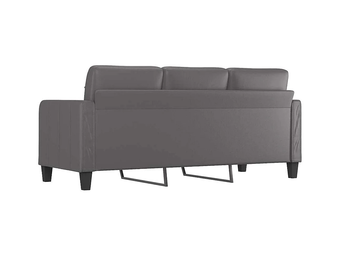 3-Sitzer-Sofa Grau 180 cm Kunstleder