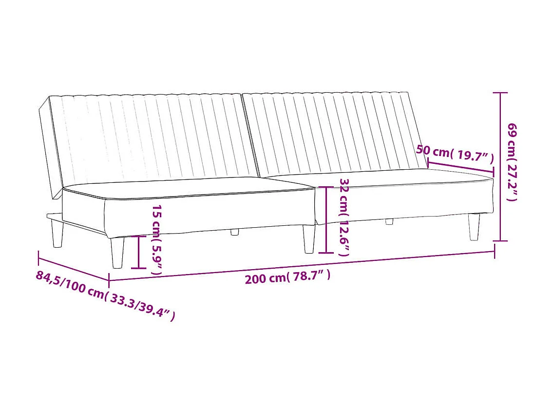 Canapé-lit 2 places noir similicuir