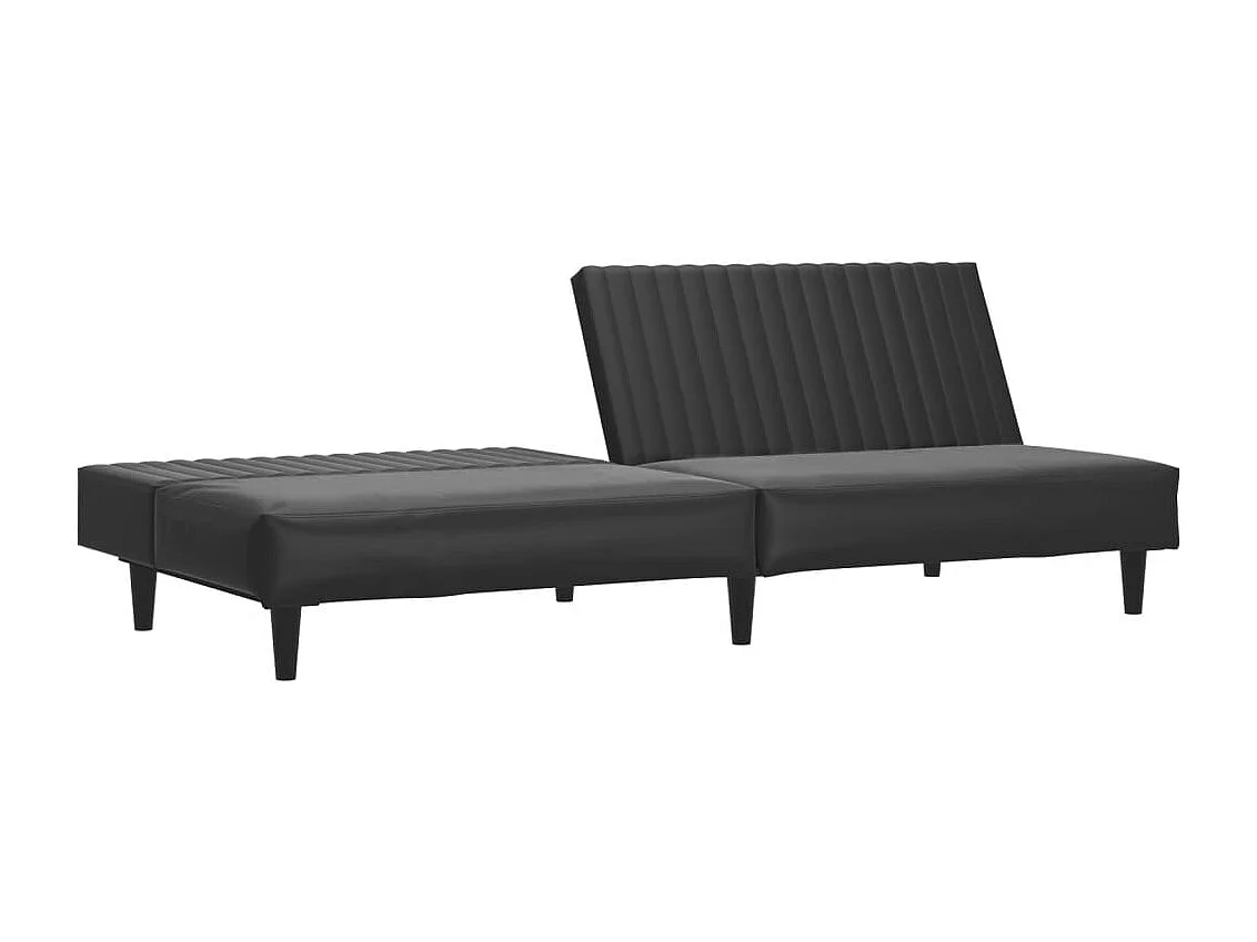 Schlafsofa 2-Sitzer Schwarz Kunstleder