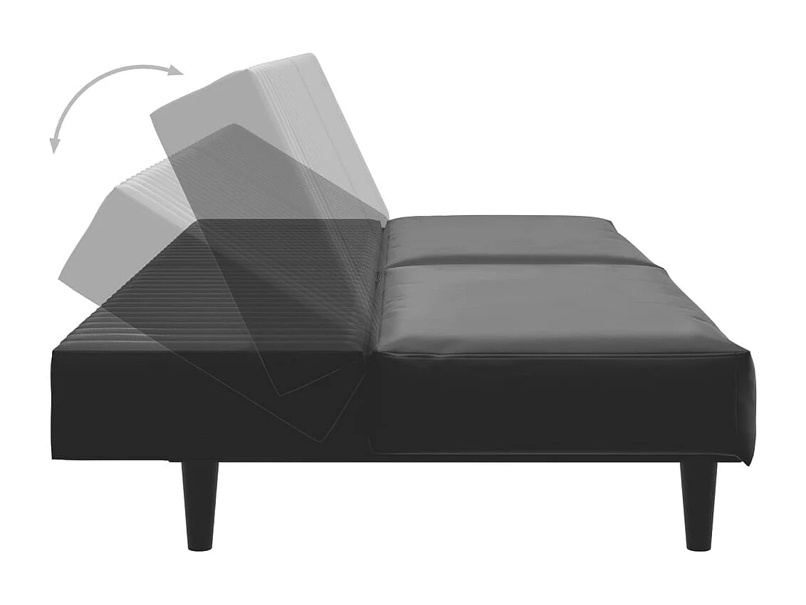 Schlafsofa 2-Sitzer Schwarz Kunstleder