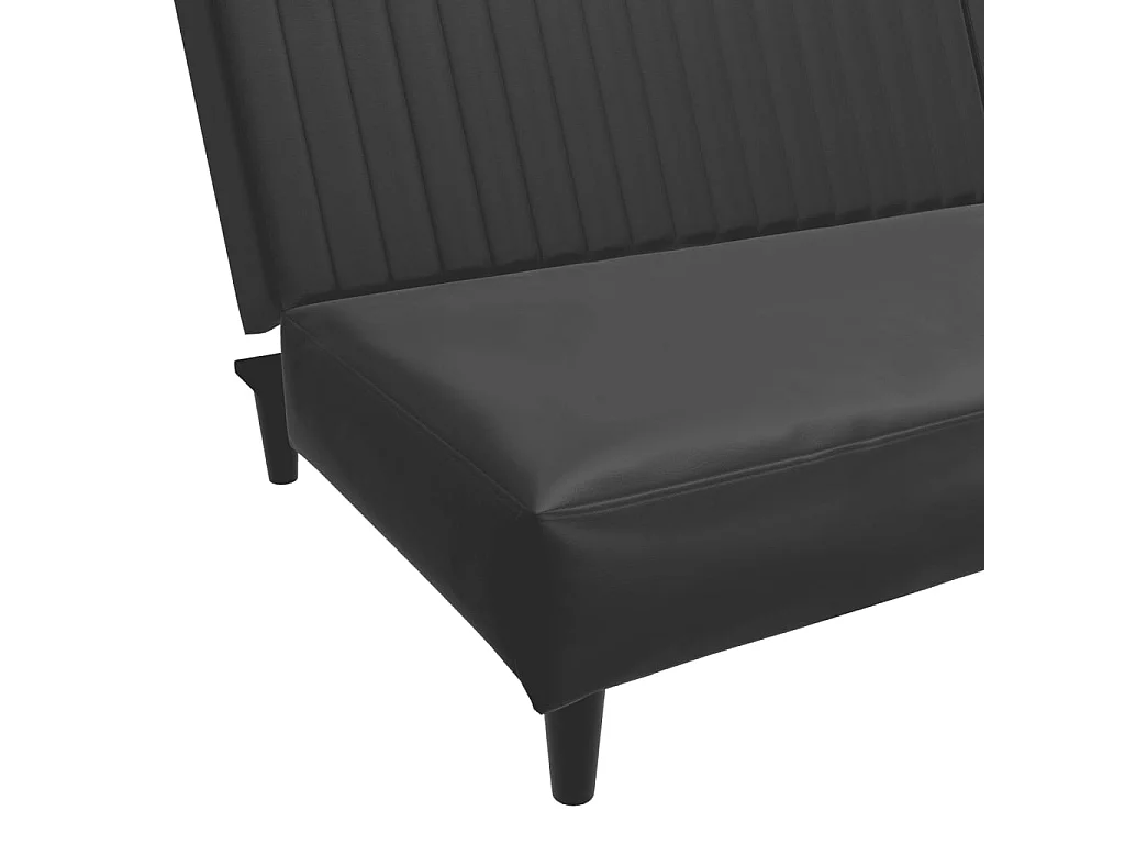 Schlafsofa 2-Sitzer Schwarz Kunstleder