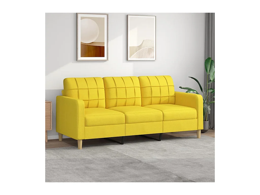 Canapé à 3 places Jaune clair 180 cm Tissu