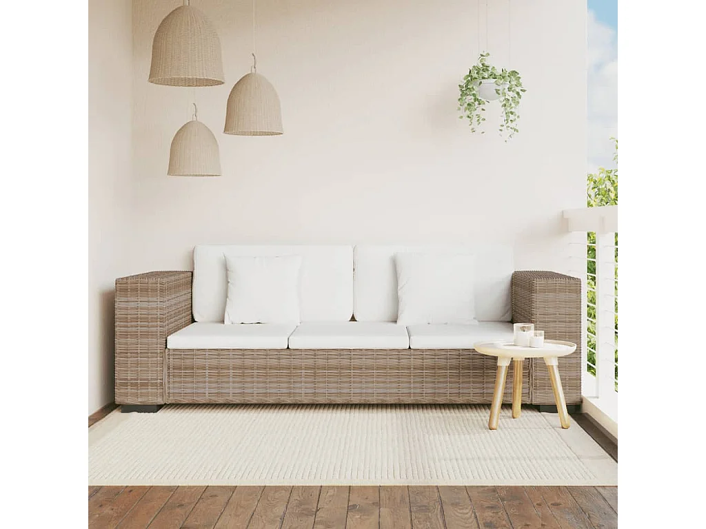 8-tlg. 3-Sitzer Sofa Set Echt Rattan