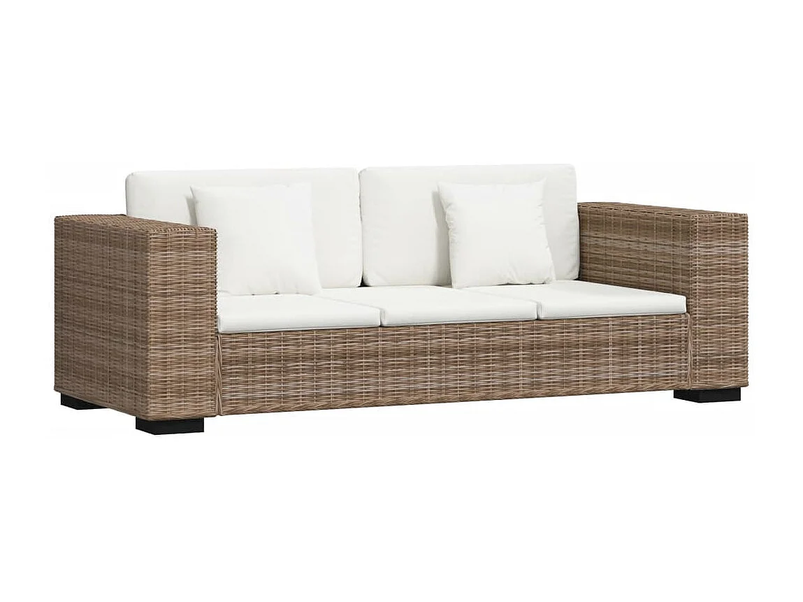 8-tlg. 3-Sitzer Sofa Set Echt Rattan