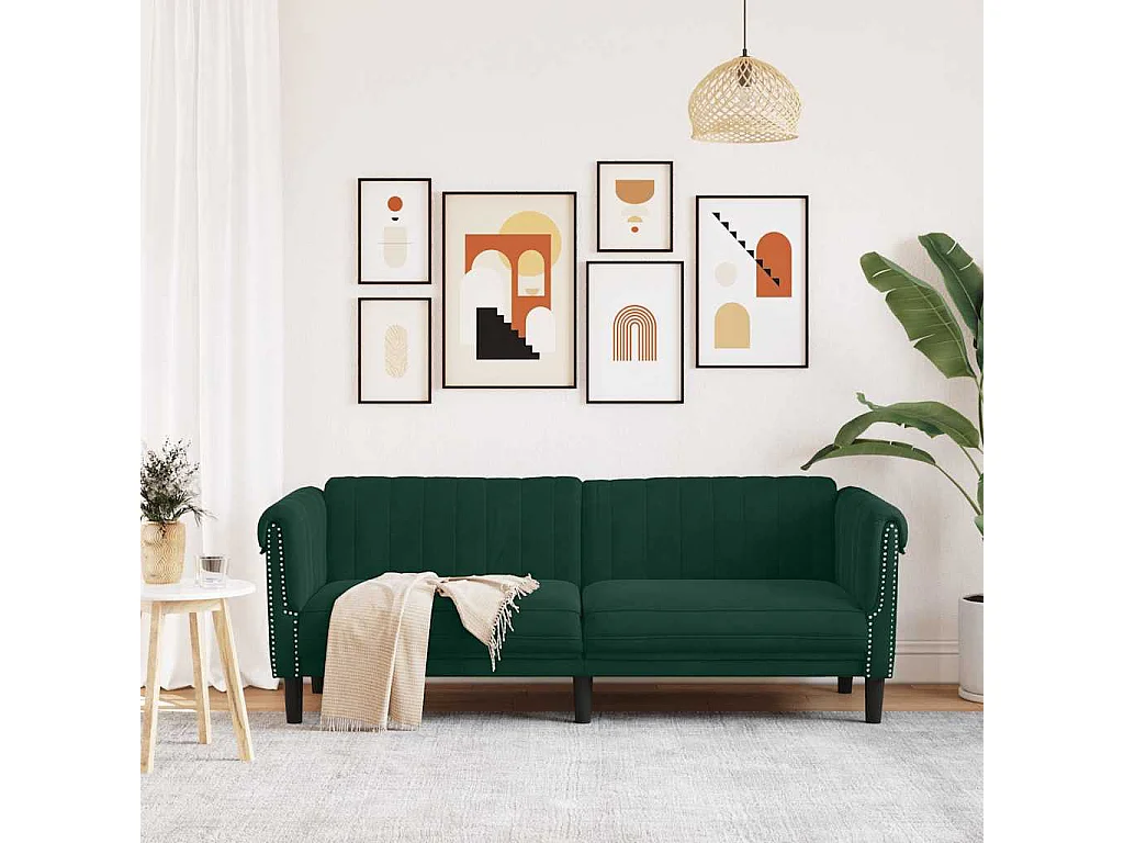 Sofa 3-Sitzer Dunkelgrün Samt