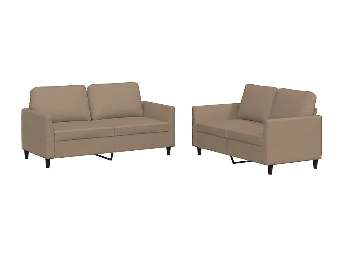 2-delige Loungeset met kussens kunstleer cappuccino