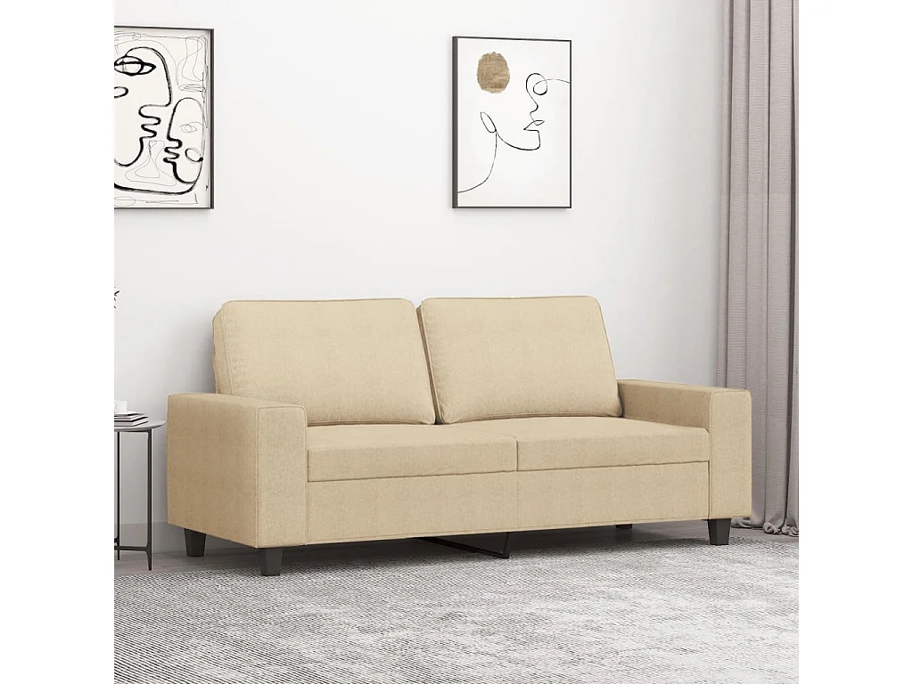 Sofá de 2 plazas de tela color crema 140 cm