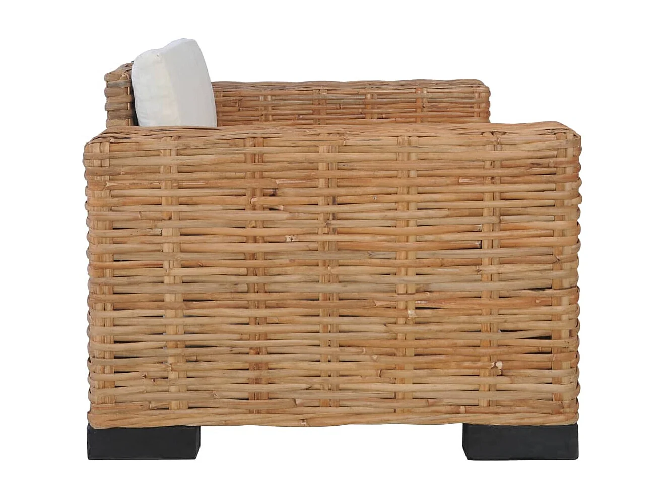 2 pcs conjunto de sofás com almofadões vime natural