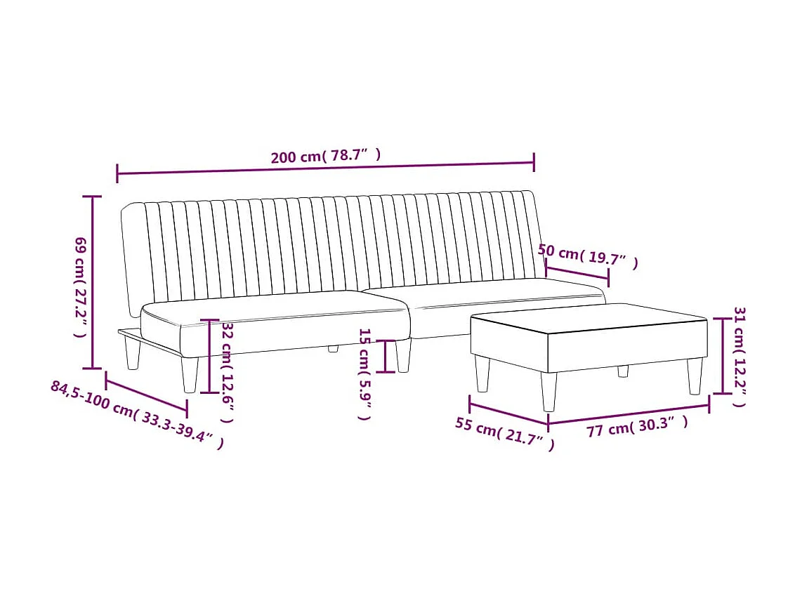 Set di Divani 2 pz Verde Scuro in Velluto