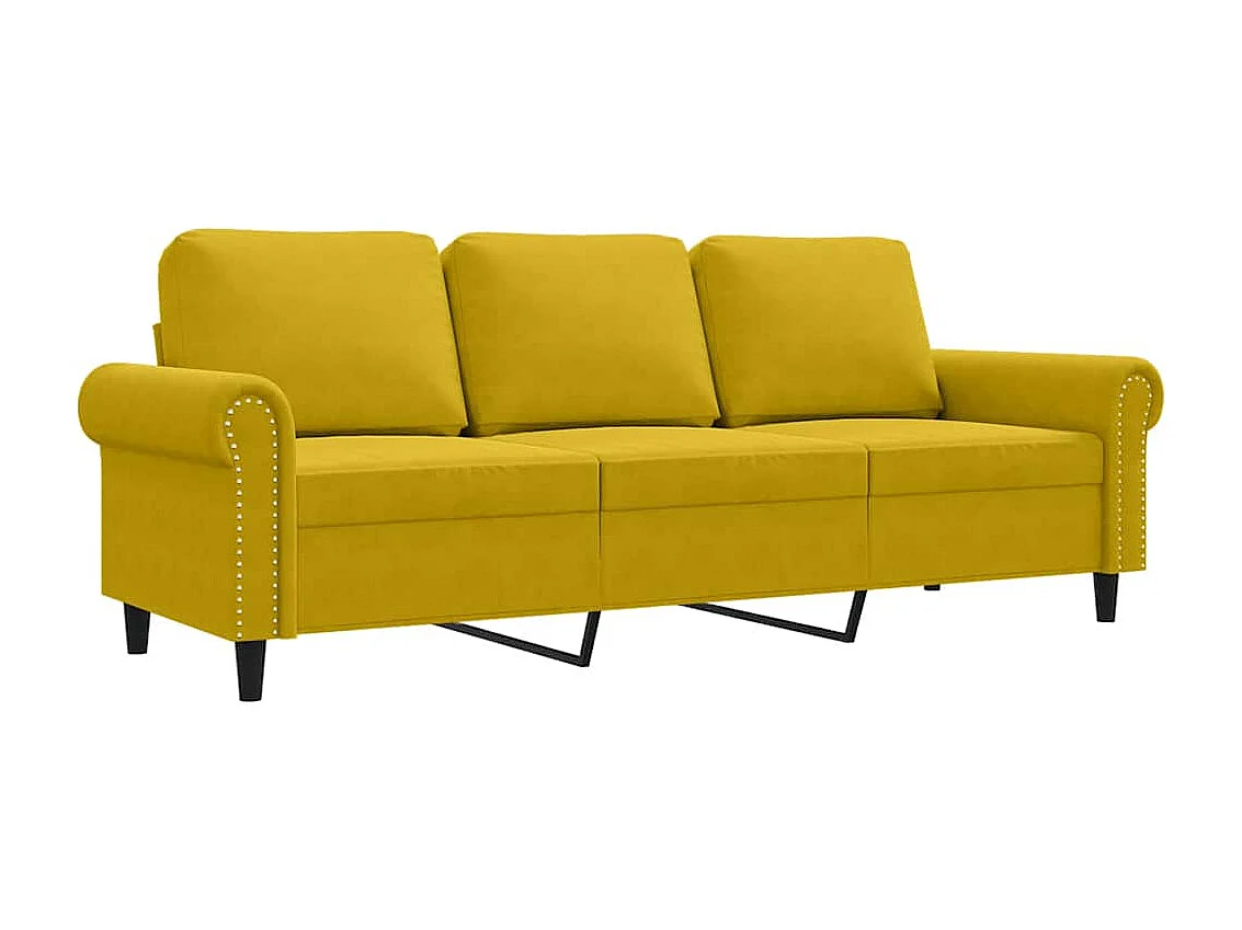 Canapé à 3 places Jaune 180 cm Velours