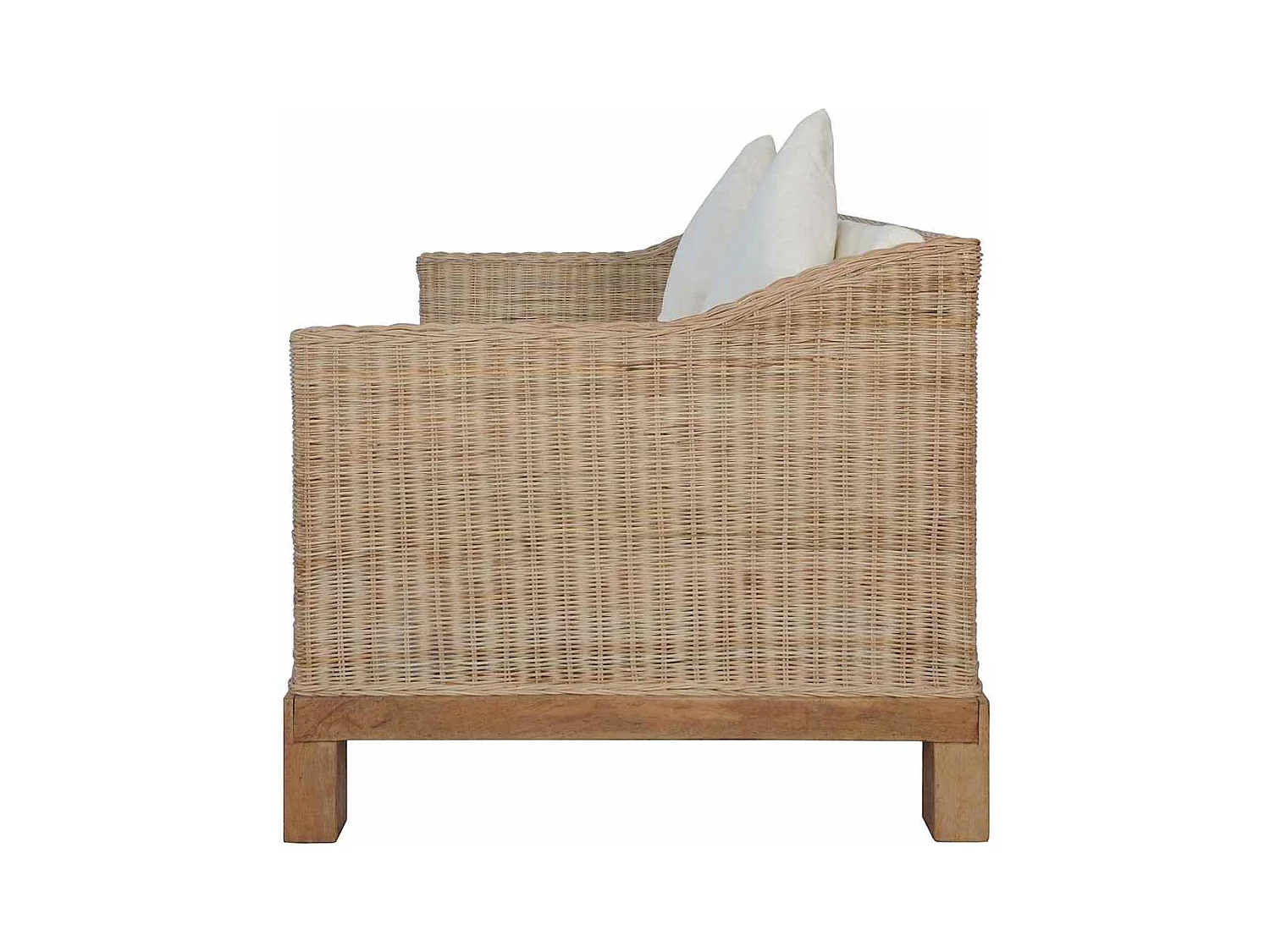 Ensemble de canapés 2 pcs avec coussins rotin naturel