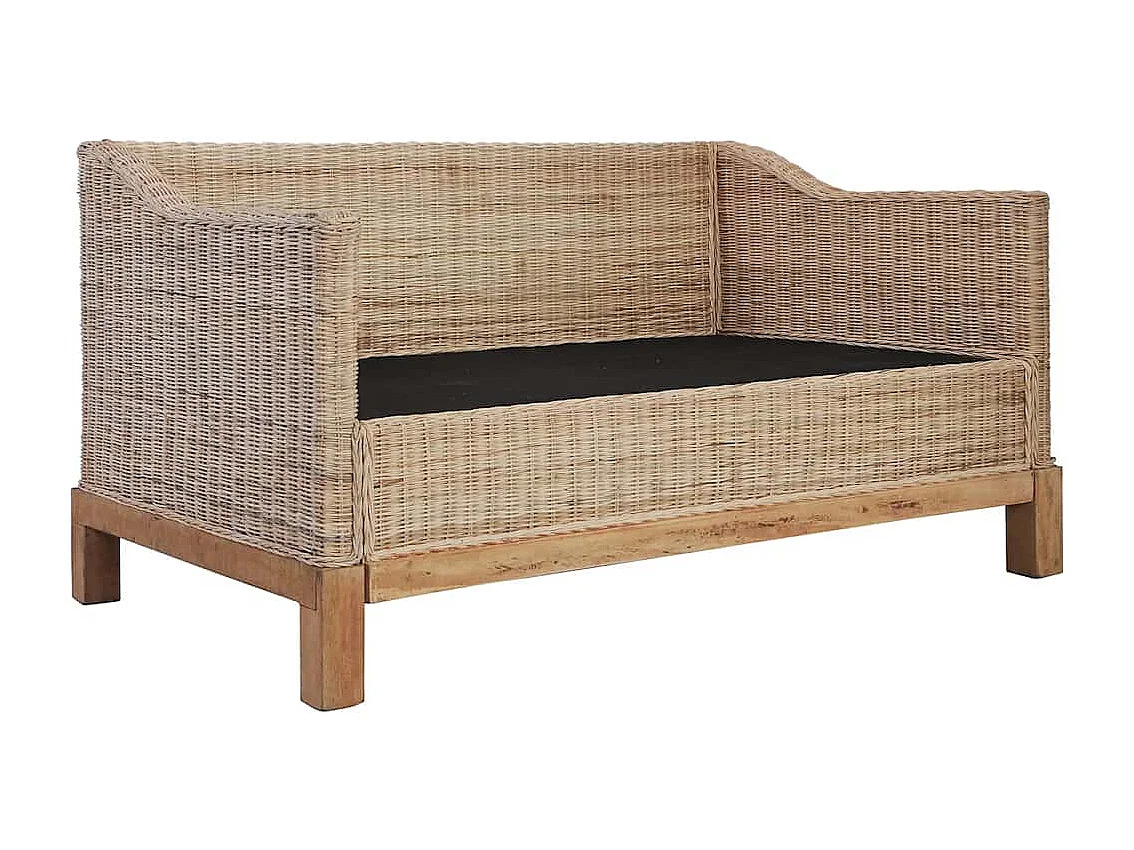 2-tlg. Sofagarnitur mit Auflagen Natur Rattan