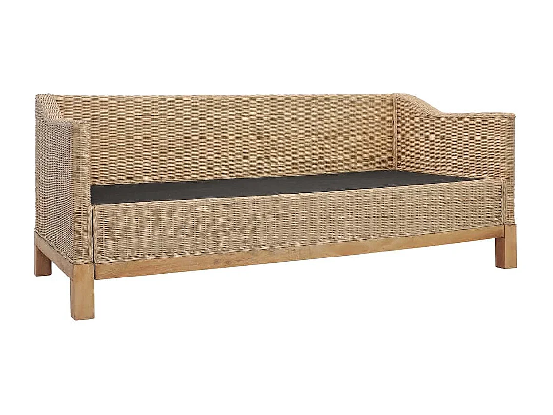 2-tlg. Sofagarnitur mit Auflagen Natur Rattan