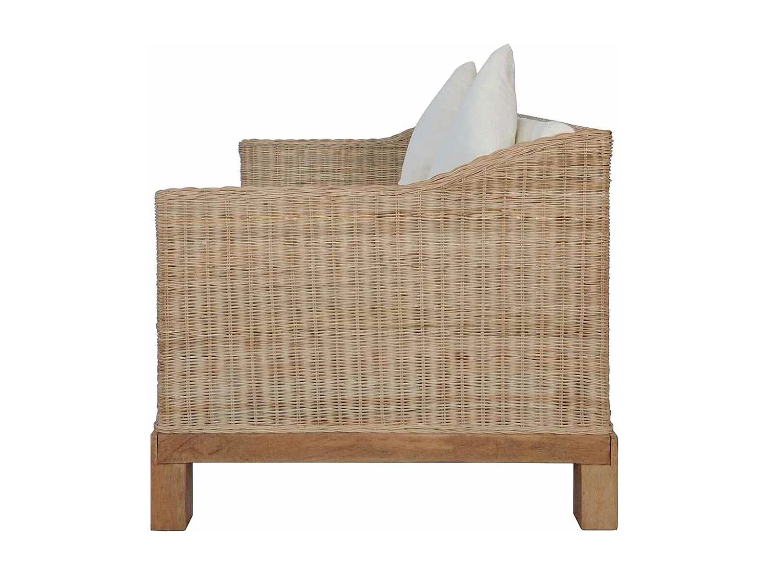 2-tlg. Sofagarnitur mit Auflagen Natur Rattan