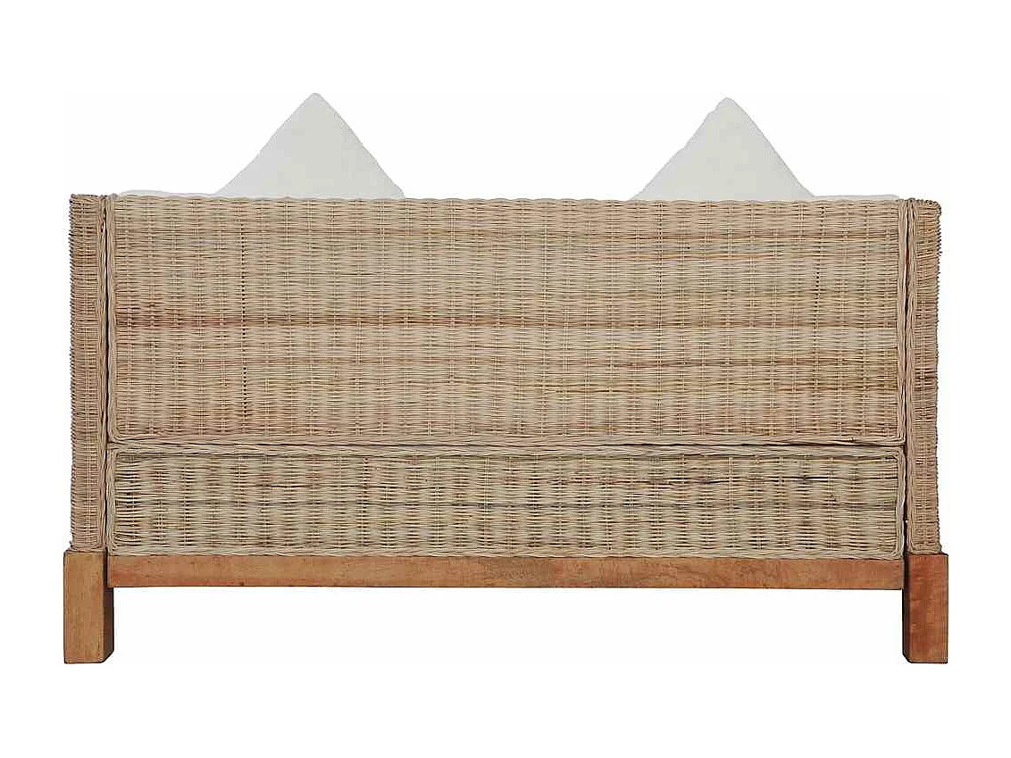 2-tlg. Sofagarnitur mit Auflagen Natur Rattan
