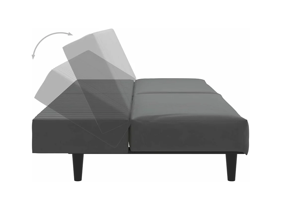 Slaapbank 2-zits fluweel donkergrijs