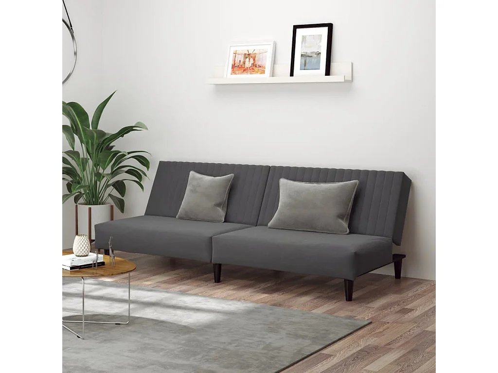 Schlafsofa 2-Sitzer Dunkelgrau Samt