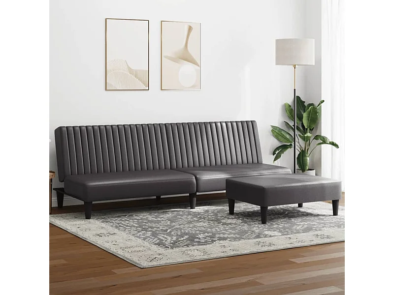 2-delige Loungeset kunstleer grijs