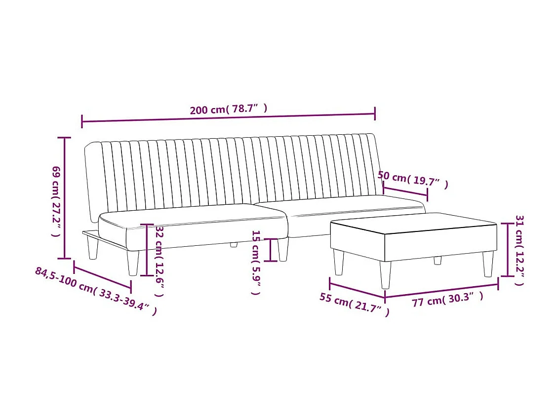 Ensemble de canapés 2 pcs gris similicuir