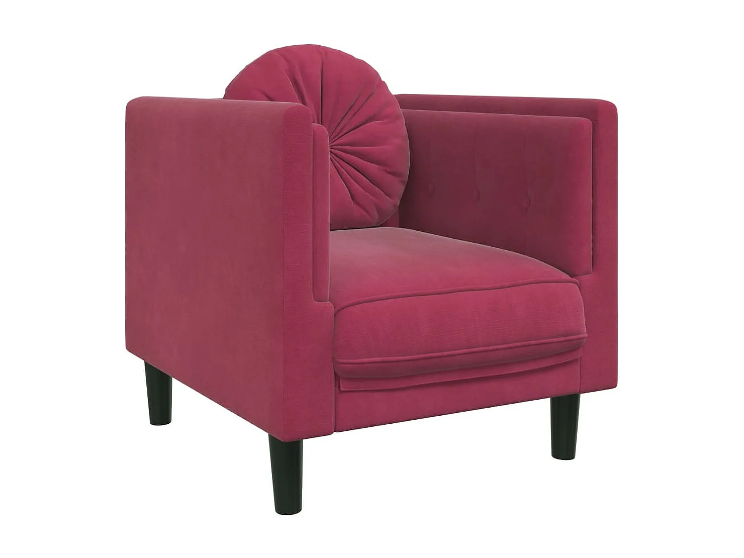 Set di Divani 3 pz con Cuscini Rosso Vino in Velluto