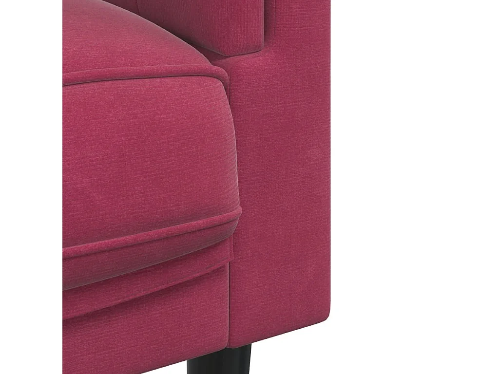 Set di Divani 3 pz con Cuscini Rosso Vino in Velluto
