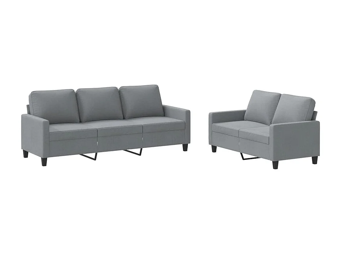 Ensemble de canapés 2 pcs avec coussins Gris clair Tissu