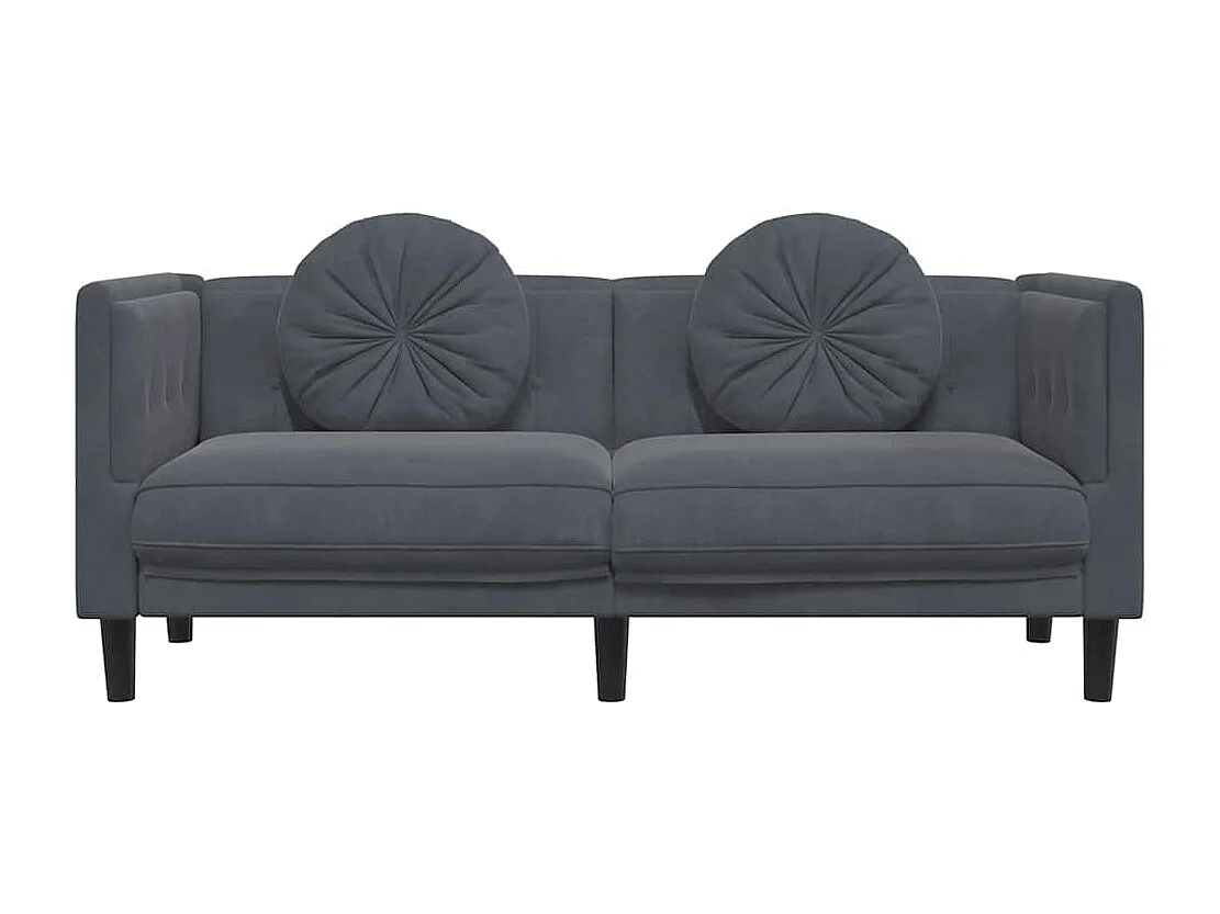 Sofa mit Kissen 2-Sitzer Dunkelgrau Samt