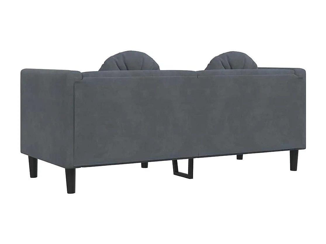 Sofa mit Kissen 2-Sitzer Dunkelgrau Samt