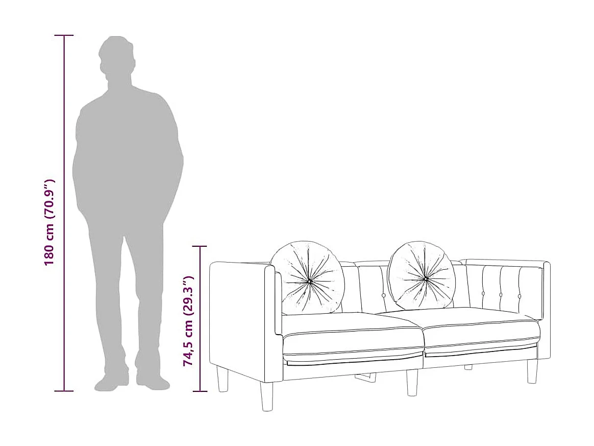 Sofa mit Kissen 2-Sitzer Dunkelgrau Samt