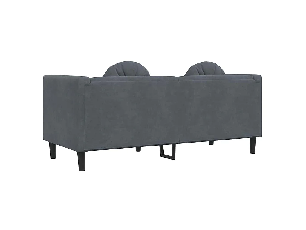 Canapé avec coussins 2 places gris foncé velours