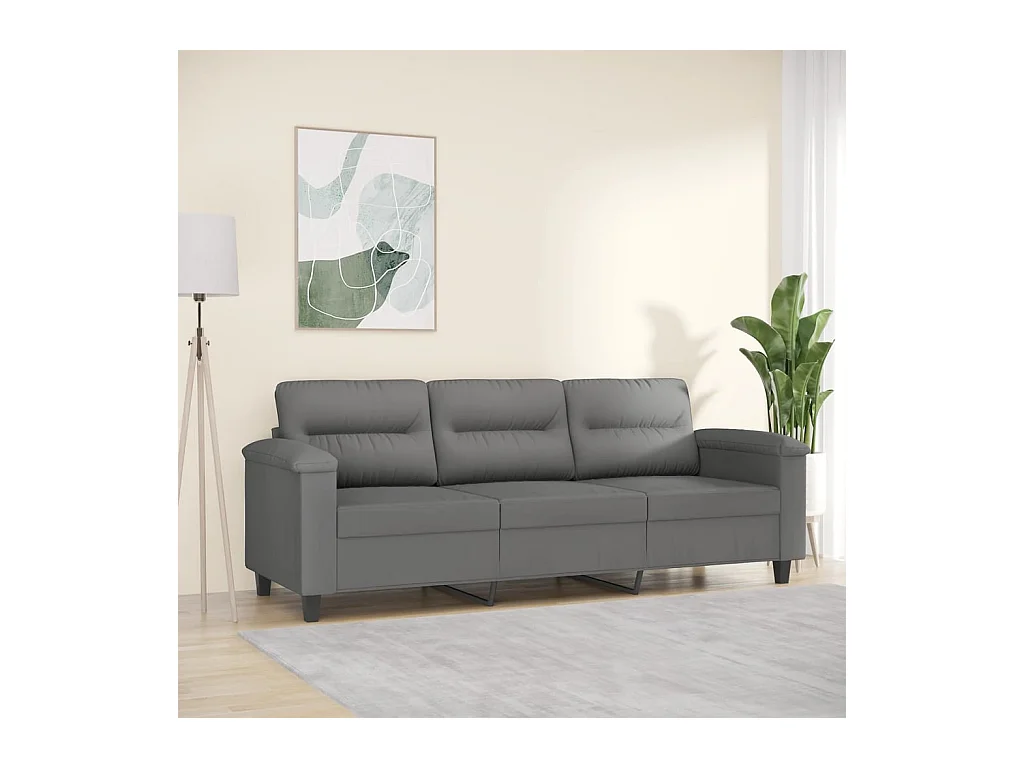 Canapé à 3 places Gris foncé 180 cm Tissu microfibre