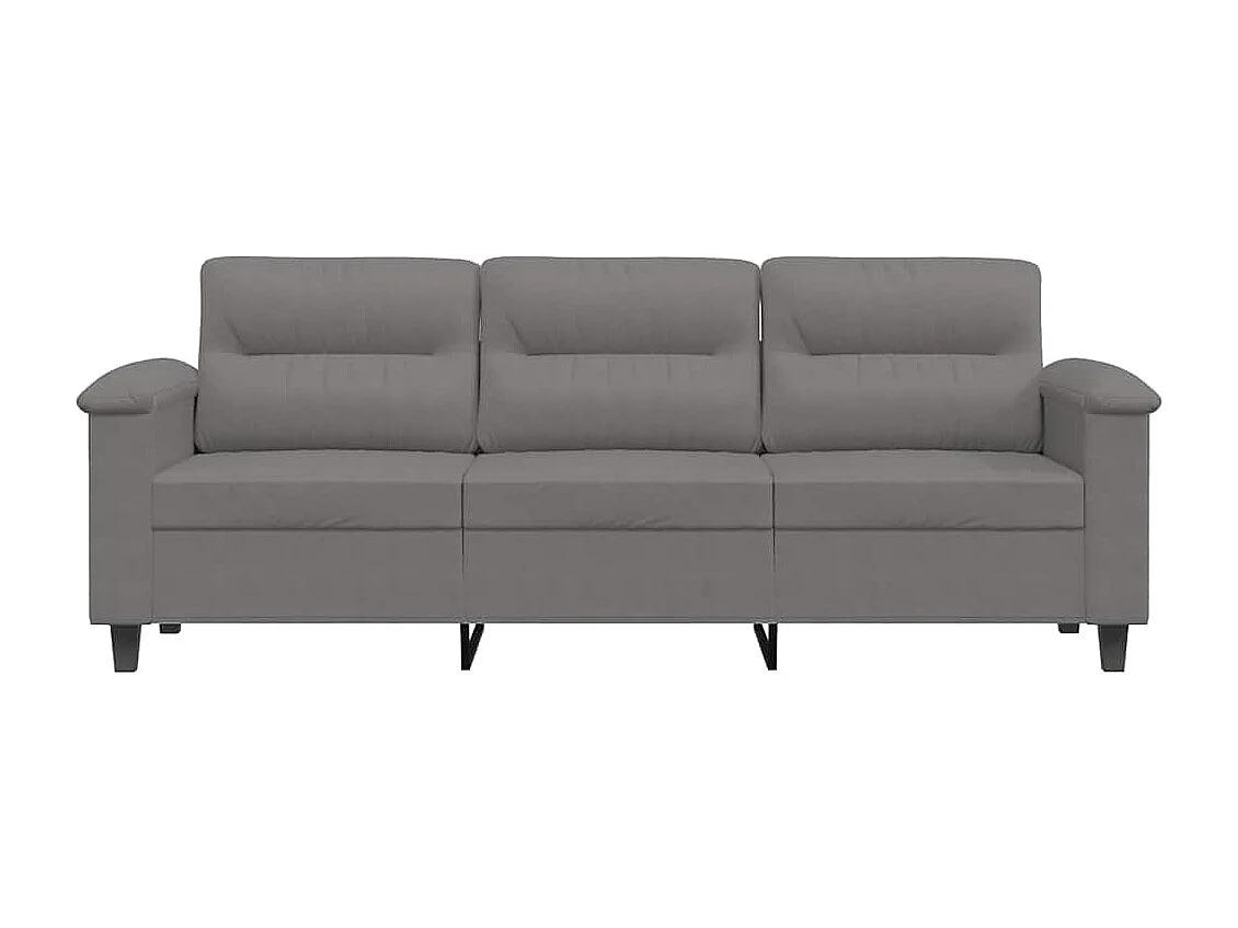 Sofá de 3 lugares 180 cm tecido de microfibra cinzento-escuro