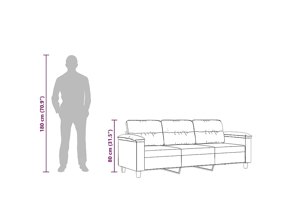 3-Sitzer-Sofa Dunkelgrau 180 cm Mikrofasergewebe