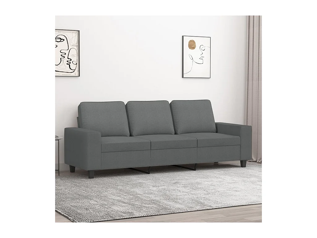Canapé à 3 places Gris foncé 180 cm Tissu