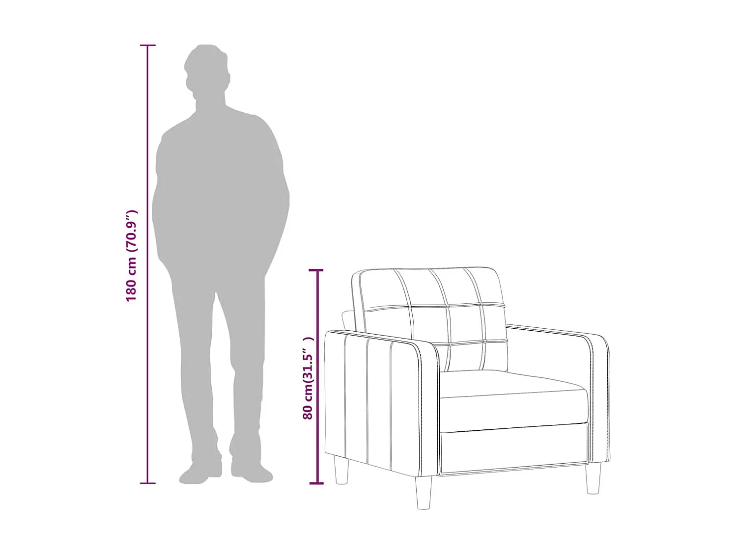 Fauteuil 60 cm kunstleer grijs