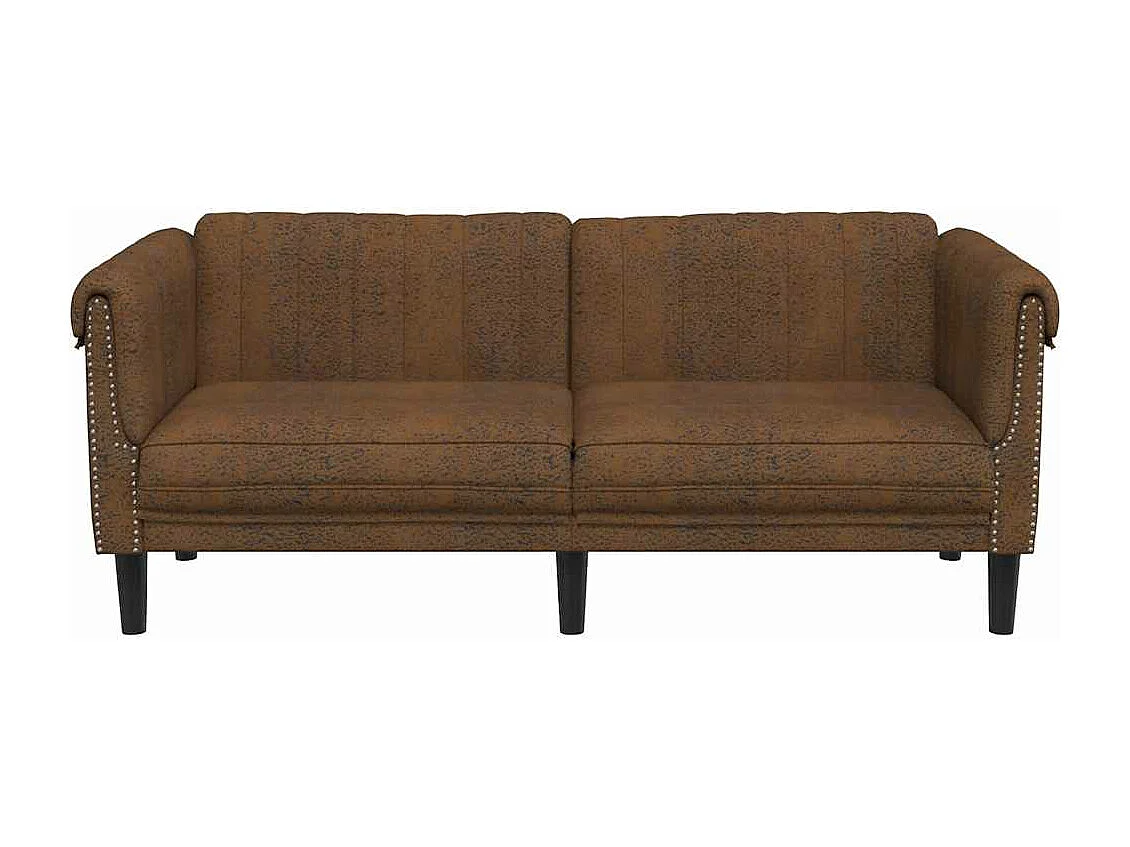 Canapé à 2 places marron similicuir daim