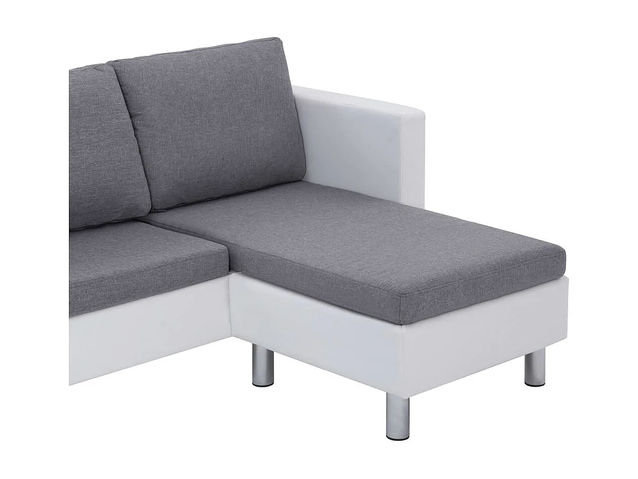 Canapé 3 places avec coussins en similicuir blanc