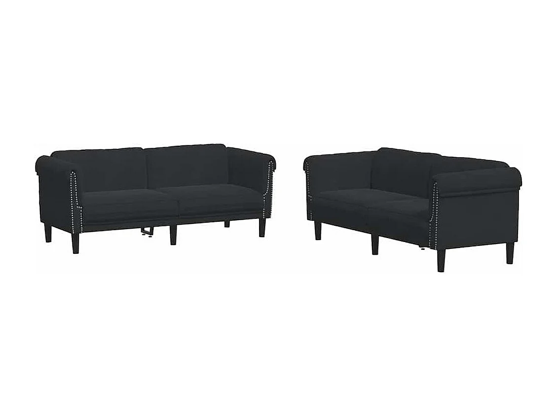 Set di Divani 2 pz Nero in Velluto